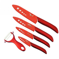 Kitchen Knives with Red Flower Covers