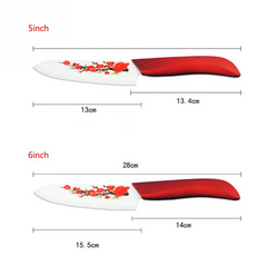 Kitchen Knives with Red Flower Covers